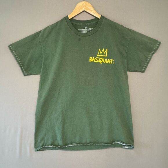 Jean Michel Basquiat Men’s Green Short Sleeve R-Shirt Art Tee Size Large - Picture 1 of 10